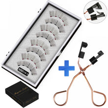 Load image into Gallery viewer, 2021 4 pairs 5 Magnet Magnetic False Eyelashes 3D Lasting Magnetic Eyelashes Natural Artificial Mink lashes Faux Cils Magnetique