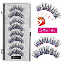 Load image into Gallery viewer, 2021 4 pairs 5 Magnet Magnetic False Eyelashes 3D Lasting Magnetic Eyelashes Natural Artificial Mink lashes Faux Cils Magnetique