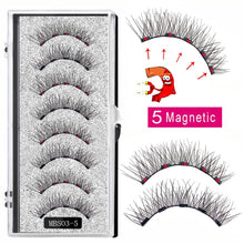 Load image into Gallery viewer, 2021 4 pairs 5 Magnet Magnetic False Eyelashes 3D Lasting Magnetic Eyelashes Natural Artificial Mink lashes Faux Cils Magnetique