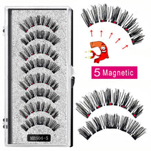 Load image into Gallery viewer, 2021 4 pairs 5 Magnet Magnetic False Eyelashes 3D Lasting Magnetic Eyelashes Natural Artificial Mink lashes Faux Cils Magnetique