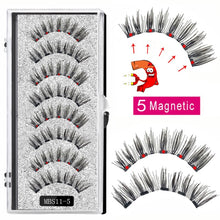 Load image into Gallery viewer, 2021 4 pairs 5 Magnet Magnetic False Eyelashes 3D Lasting Magnetic Eyelashes Natural Artificial Mink lashes Faux Cils Magnetique