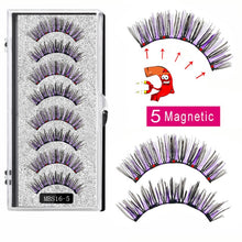 Load image into Gallery viewer, 2021 4 pairs 5 Magnet Magnetic False Eyelashes 3D Lasting Magnetic Eyelashes Natural Artificial Mink lashes Faux Cils Magnetique