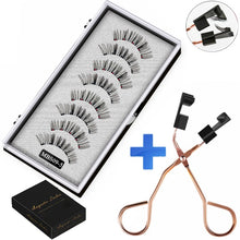 Load image into Gallery viewer, 2021 4 pairs 5 Magnet Magnetic False Eyelashes 3D Lasting Magnetic Eyelashes Natural Artificial Mink lashes Faux Cils Magnetique
