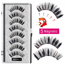Load image into Gallery viewer, 2021 4 pairs 5 Magnet Magnetic False Eyelashes 3D Lasting Magnetic Eyelashes Natural Artificial Mink lashes Faux Cils Magnetique
