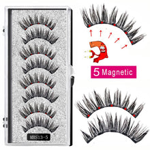 Load image into Gallery viewer, 2021 4 pairs 5 Magnet Magnetic False Eyelashes 3D Lasting Magnetic Eyelashes Natural Artificial Mink lashes Faux Cils Magnetique
