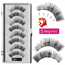Load image into Gallery viewer, 2021 4 pairs 5 Magnet Magnetic False Eyelashes 3D Lasting Magnetic Eyelashes Natural Artificial Mink lashes Faux Cils Magnetique
