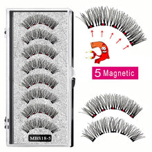 Load image into Gallery viewer, 2021 4 pairs 5 Magnet Magnetic False Eyelashes 3D Lasting Magnetic Eyelashes Natural Artificial Mink lashes Faux Cils Magnetique
