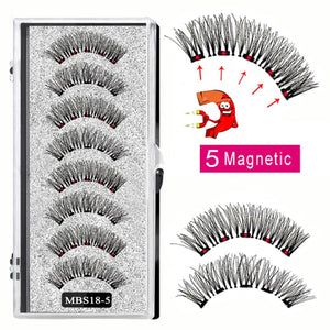 2021 4 pairs 5 Magnet Magnetic False Eyelashes 3D Lasting Magnetic Eyelashes Natural Artificial Mink lashes Faux Cils Magnetique