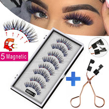 Load image into Gallery viewer, 2021 4 pairs 5 Magnet Magnetic False Eyelashes 3D Lasting Magnetic Eyelashes Natural Artificial Mink lashes Faux Cils Magnetique
