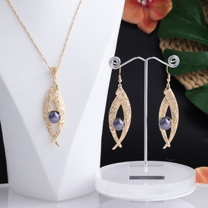 Cring Coco 2021 Earrings Necklace Set Hawaiian Polynesian Samoa Gold Colorful Pearl Pendant Necklace Jewelry Set for Women Girls