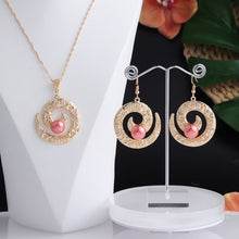 Load image into Gallery viewer, Cring Coco 2021 Earrings Necklace Set Hawaiian Polynesian Samoa Gold Colorful Pearl Pendant Necklace Jewelry Set for Women Girls
