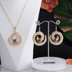 Cring Coco 2021 Earrings Necklace Set Hawaiian Polynesian Samoa Gold Colorful Pearl Pendant Necklace Jewelry Set for Women Girls