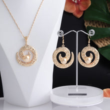 Load image into Gallery viewer, Cring Coco 2021 Earrings Necklace Set Hawaiian Polynesian Samoa Gold Colorful Pearl Pendant Necklace Jewelry Set for Women Girls
